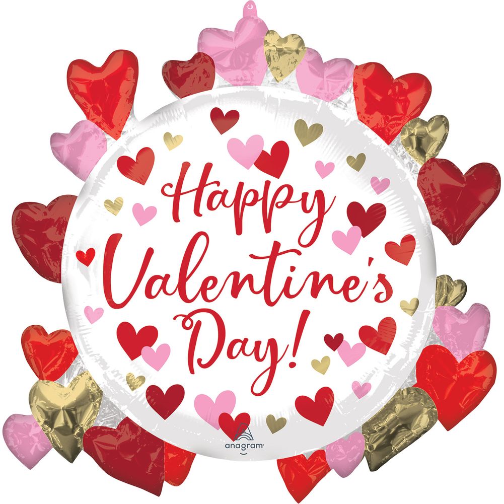 31" Circled In Hearts Happy Valentine’s Day Super Shape Foil Balloon (1ct)