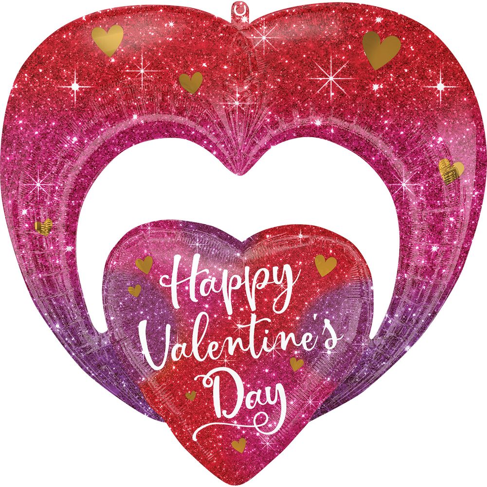 29" Happy Valentine's Day Ombre Sparkles Super Shape Foil Balloon (1ct)