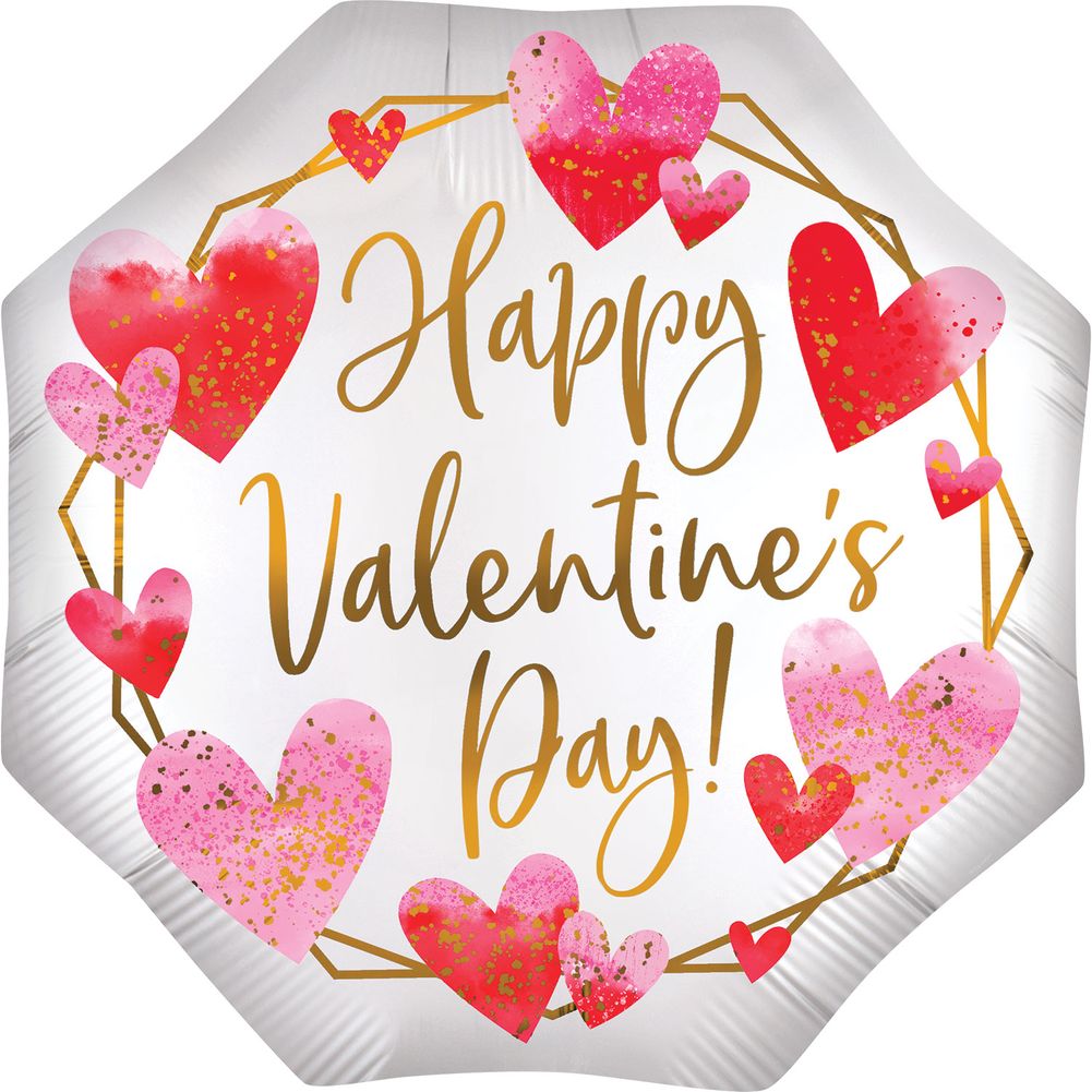 29" Satin Watercolor Happy Valentine's Day Super Shape Foil Balloon (1ct)