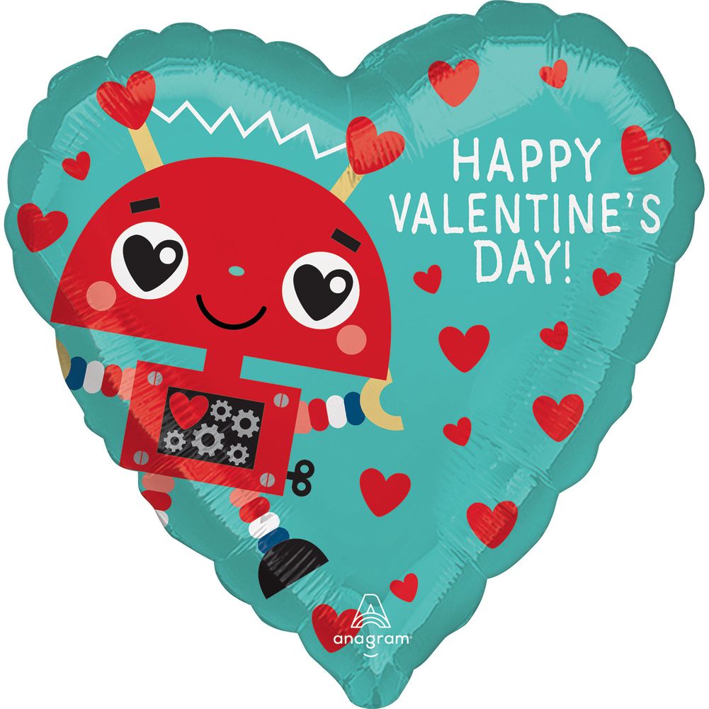 18" Happy Valentine's Day Robot Foil Balloon (1ct)