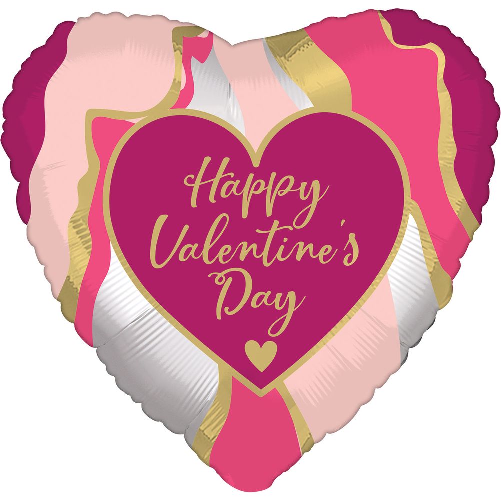 18" Happy Valentine's Day Satin Abstract Marble Foil Balloon (1ct)