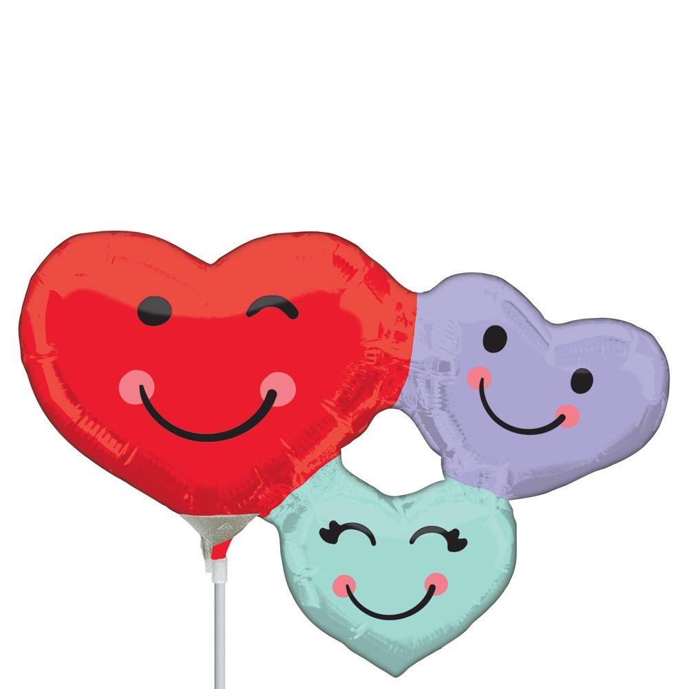 9" Cute Heart Trio Mini Shape Foil Balloon (1ct)