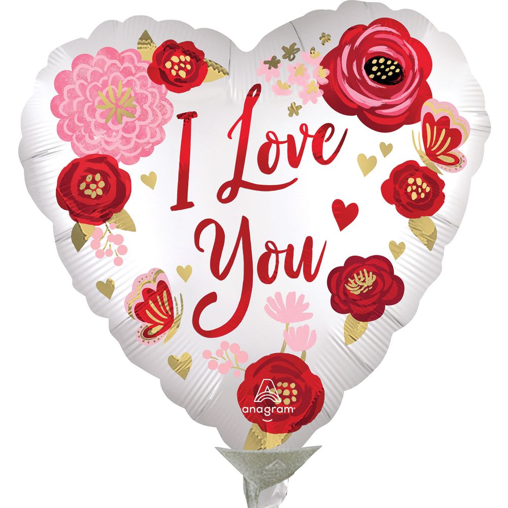 9" Satin Love You Flowers Mini Foil Balloon (1ct)