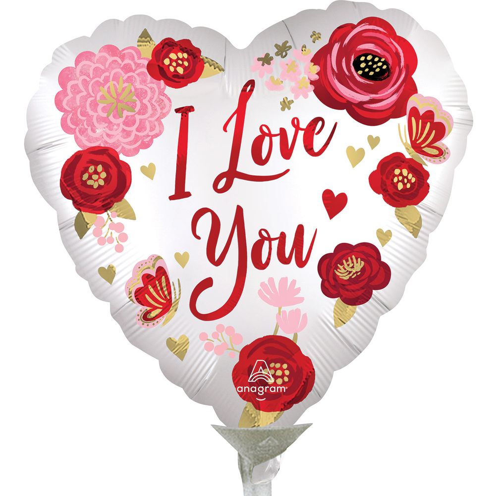 4" Satin Love You Flowers Micro Foil Balloon (1ct)