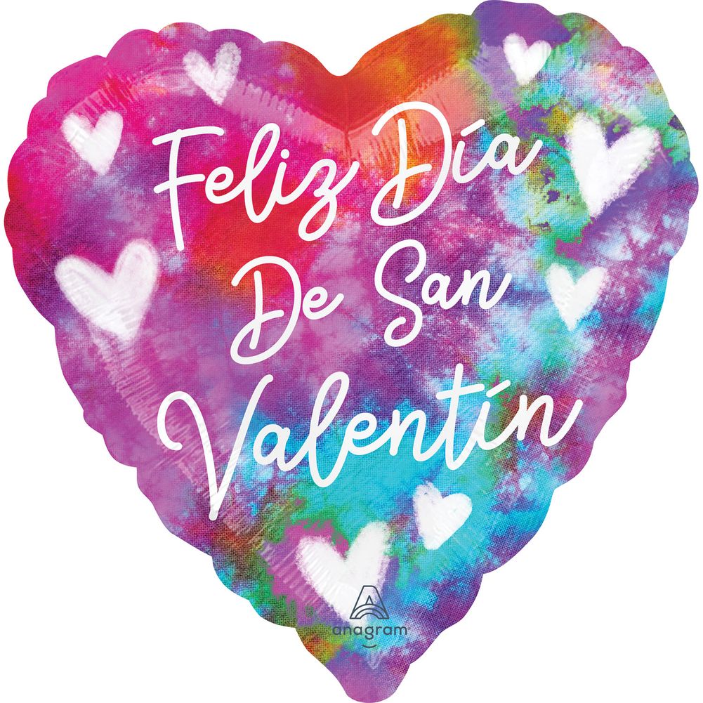 18" Tie-dye Spanish Valentine Foil Balloon (1ct)