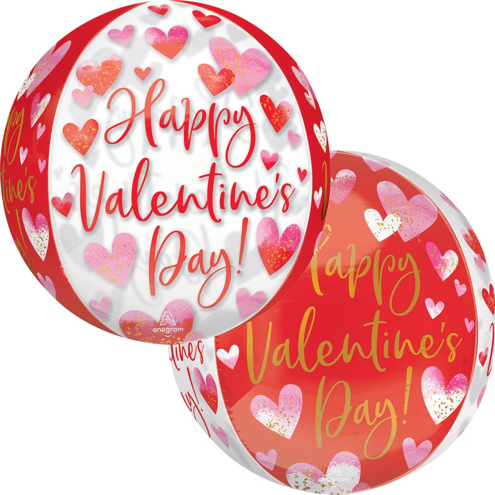 15" Watercolor Happy Valentine's Day Multi-film Orbz Foil Balloon (1ct)