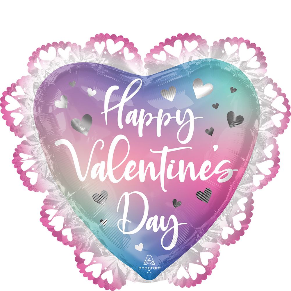 23" Happy Valentine's Day Filtered Ombre Intricates Foil Balloon (1ct)
