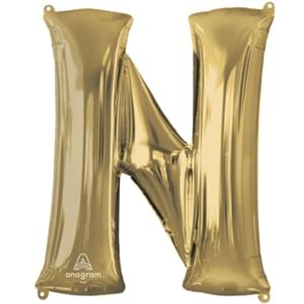 34" Letter N White Gold Foil Balloon (1ct)