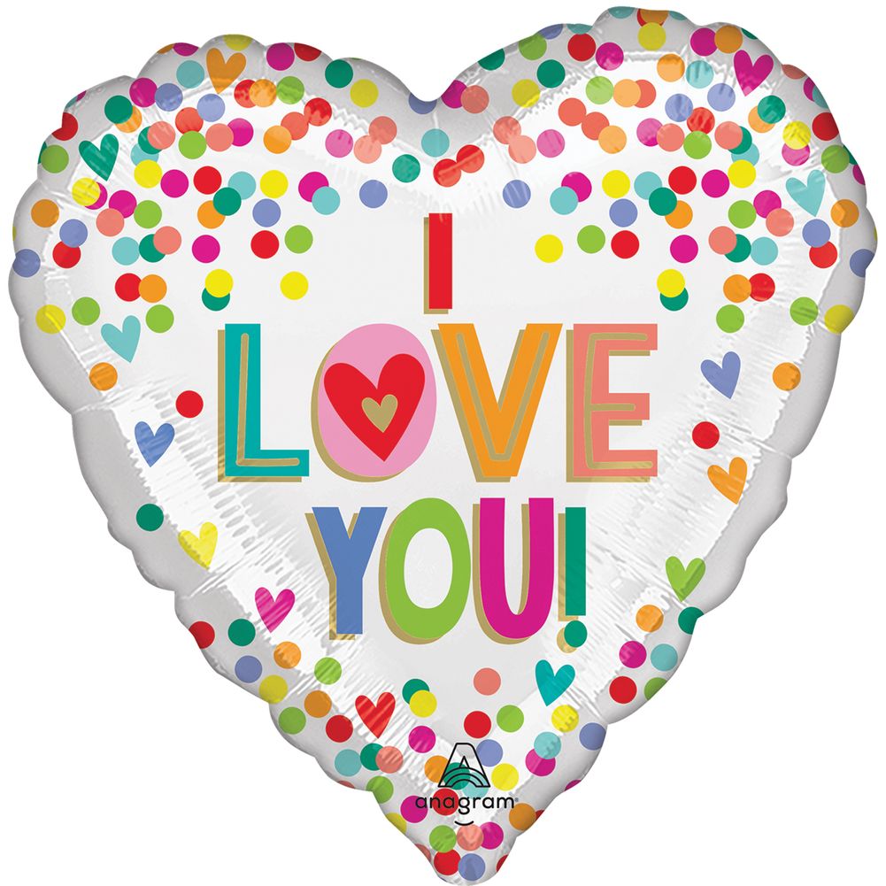 18" I Love You Rainbow Dots Foil Balloon (1ct)