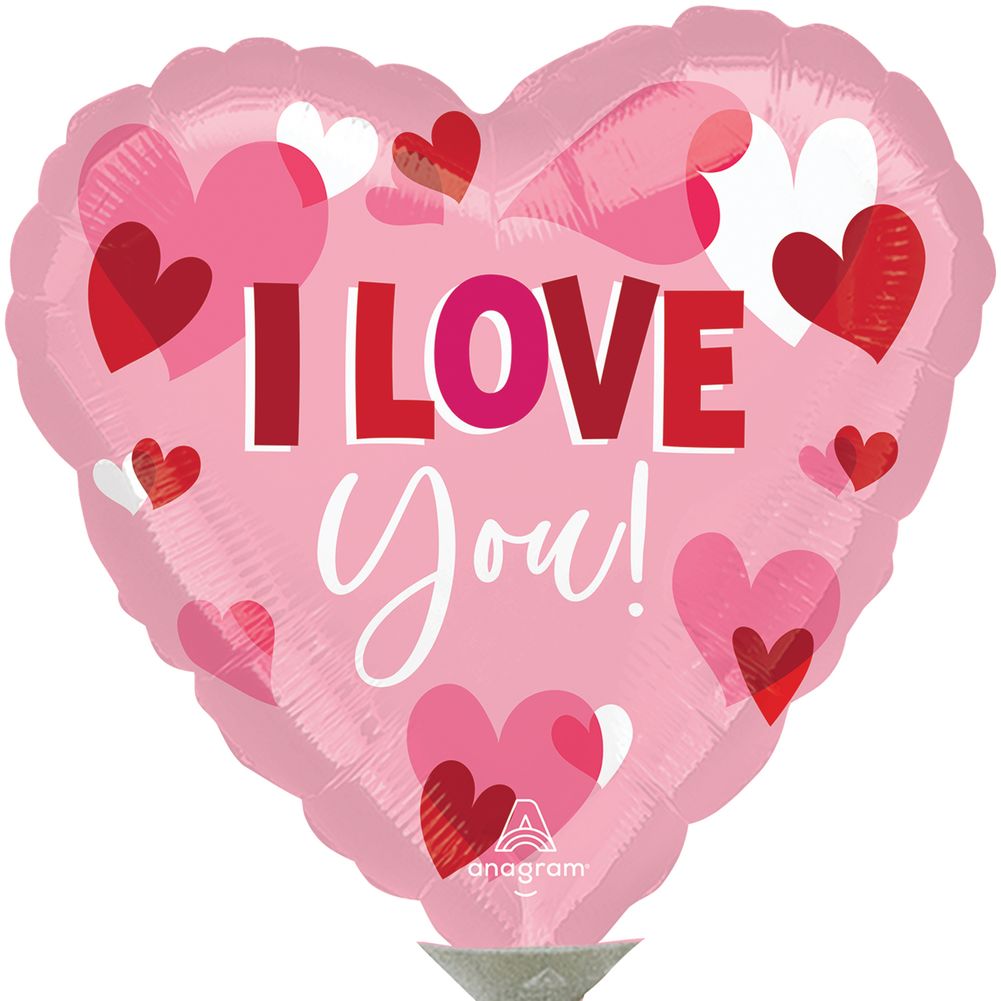 9" I Love You Playful Hearts Mini Foil Balloon (1ct)
