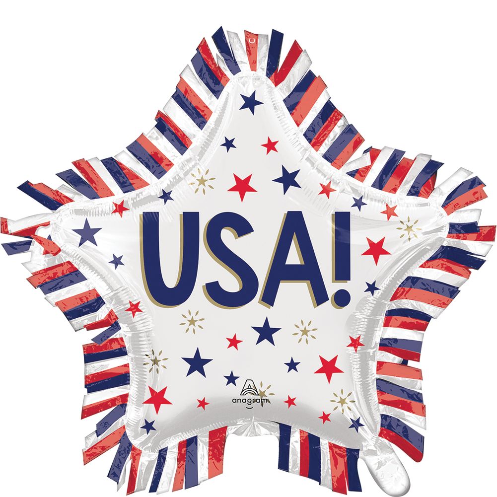 28" USA Star Fringe Super Shape Foil Balloon (1ct)