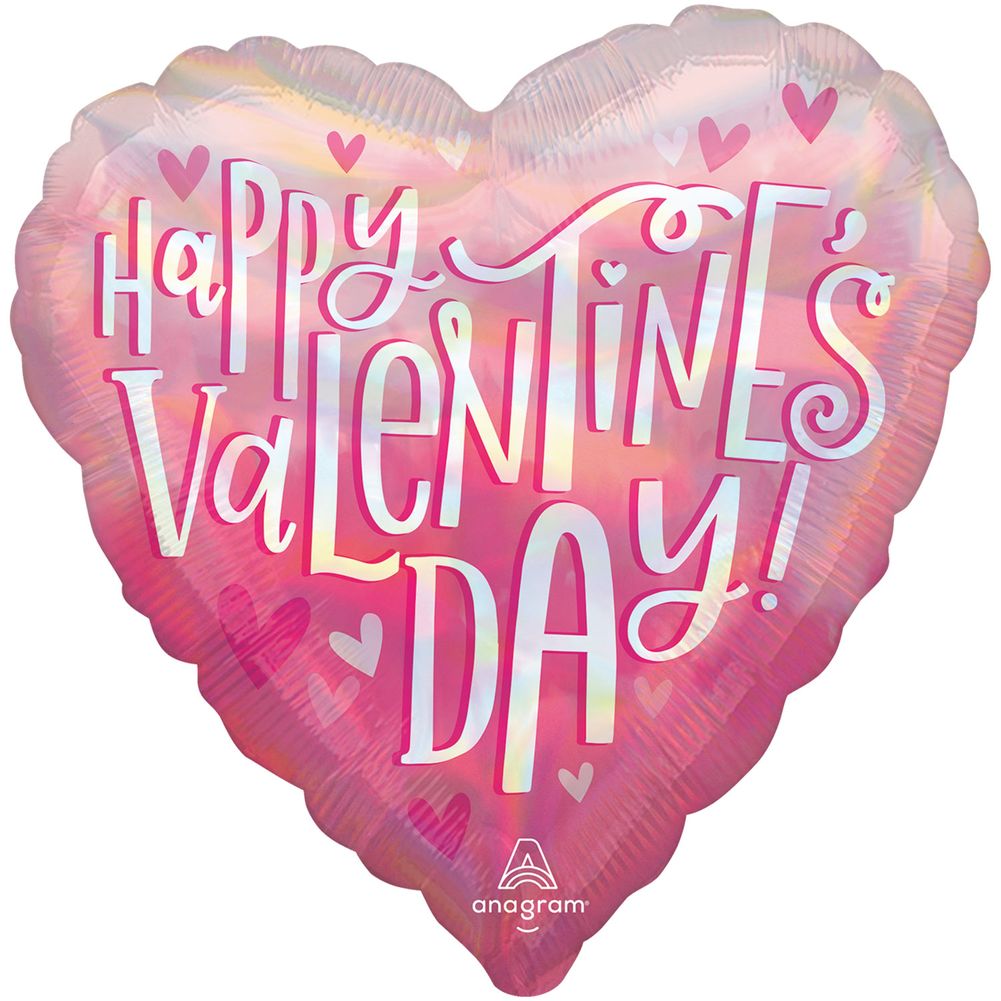 18" Happy Valentine's Day Iridescent Pearl Shine Holographic Foil Balloon (1ct)