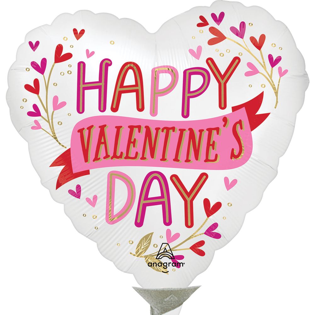9" Satin Happy Valentine's Day Botanical Traces Mini Foil Balloon (1ct)