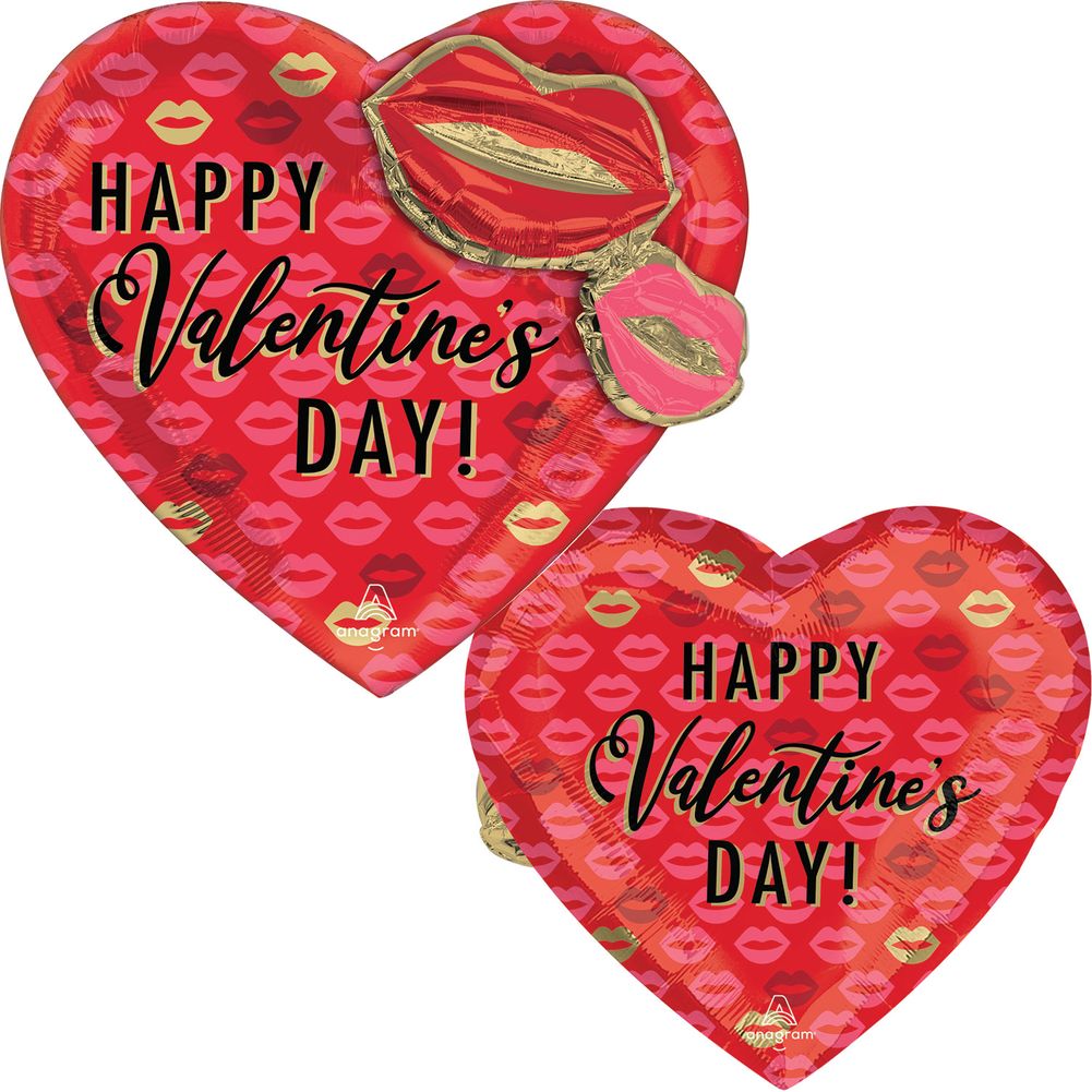 24" Valentine Kissy Lips Multi-balloon Foil Balloon (1ct)