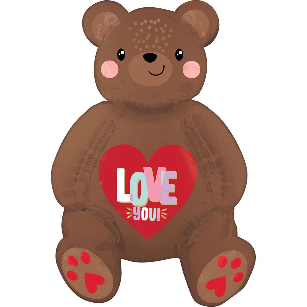 20" Satin Love Bear Sitter Consumer Inflated Multi-balloon Foil Balloon (1ct)