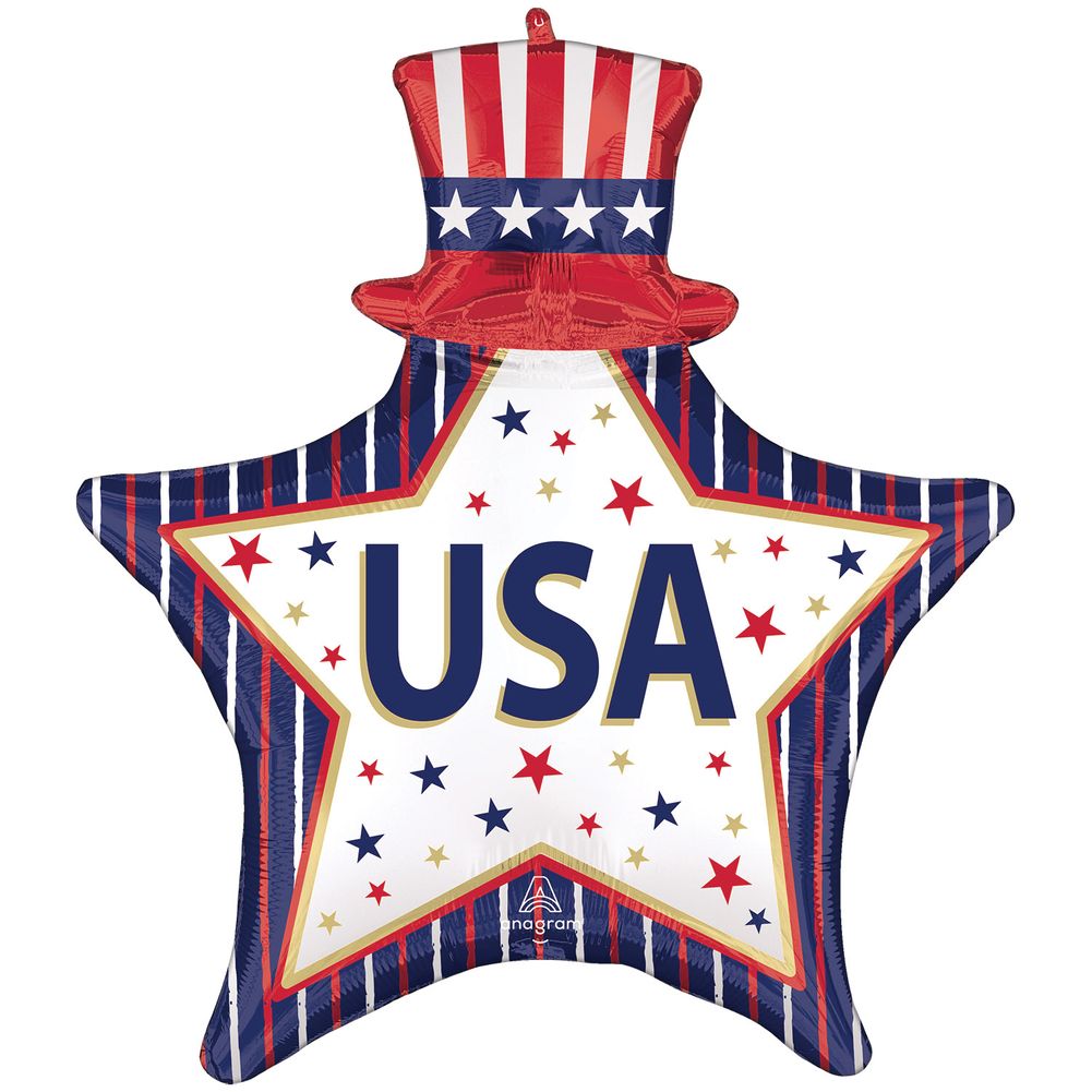 Satin USA Stars & Stripes Super Shape Foil Balloon (1ct)