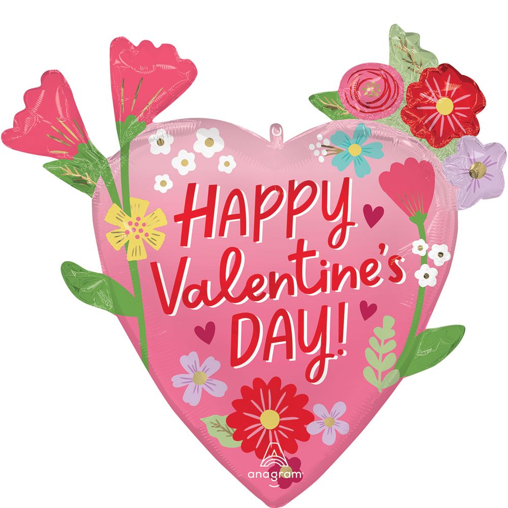 29" Happy Valentine's Day Sending Flowers Super Shape Foil Balloon (1ct)