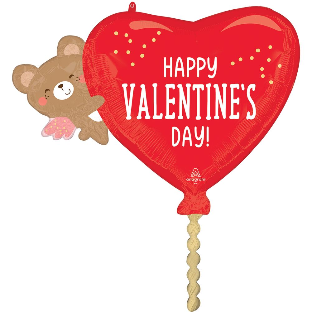 29" Happy Valentine's Day Angel Bear Hug Super Shape Foil Balloon (1ct)