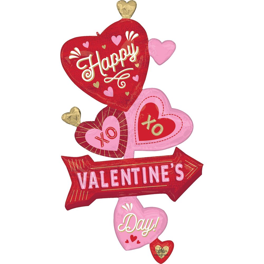 42" Retro Valentine's Day Arrow Giant Multi-balloon Foil Balloon (1ct)