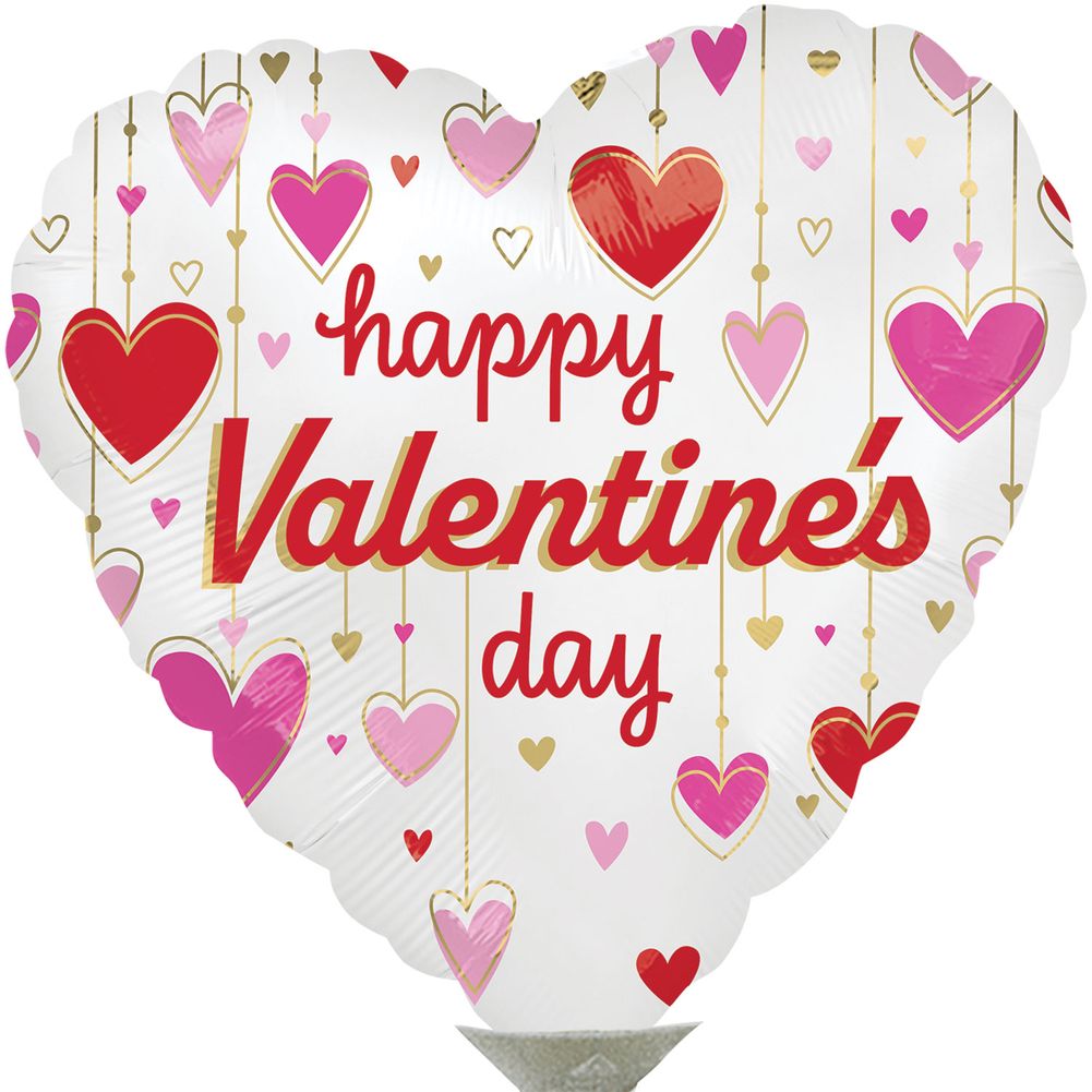 9" Happy Valentine's Day Satin Dangling Hearts Mini Foil Balloon (1ct)