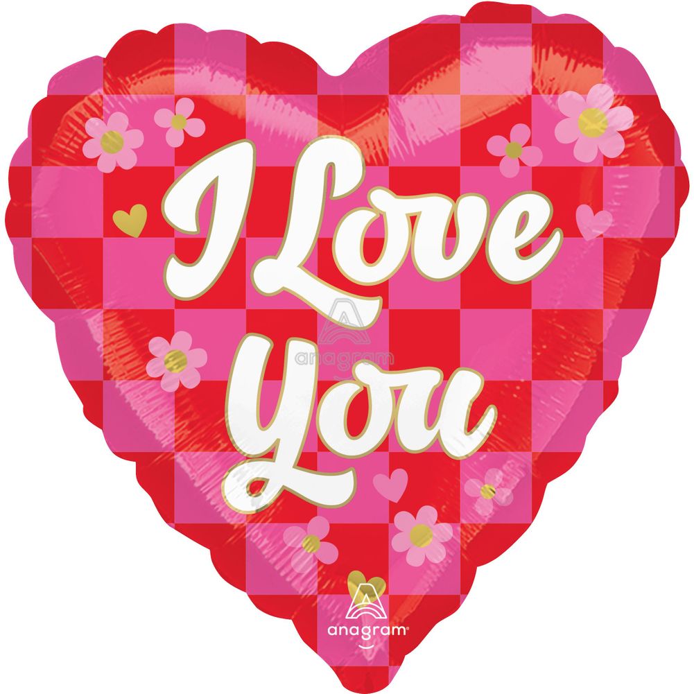 28" I Love You Checkerboard Jumbo Foil Balloon (1ct)