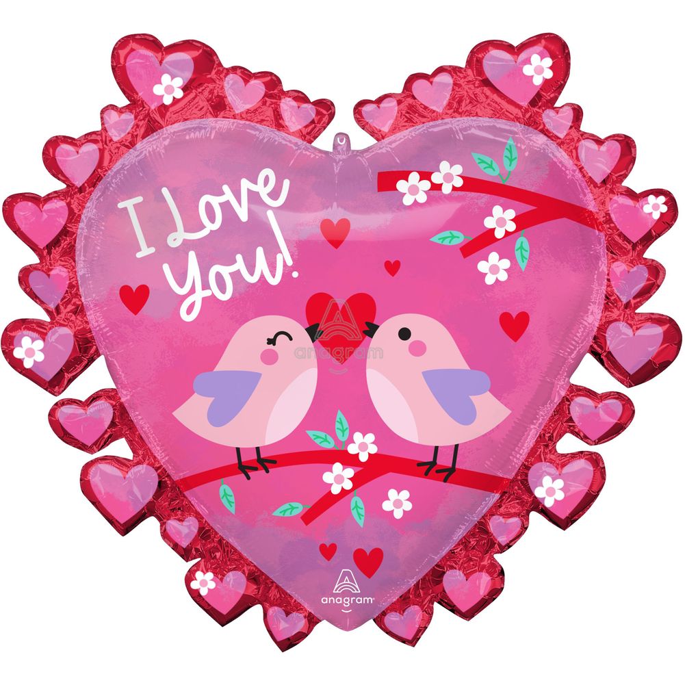 36" I Love You Love Birds Supershape Xl Foil Balloon (1ct)