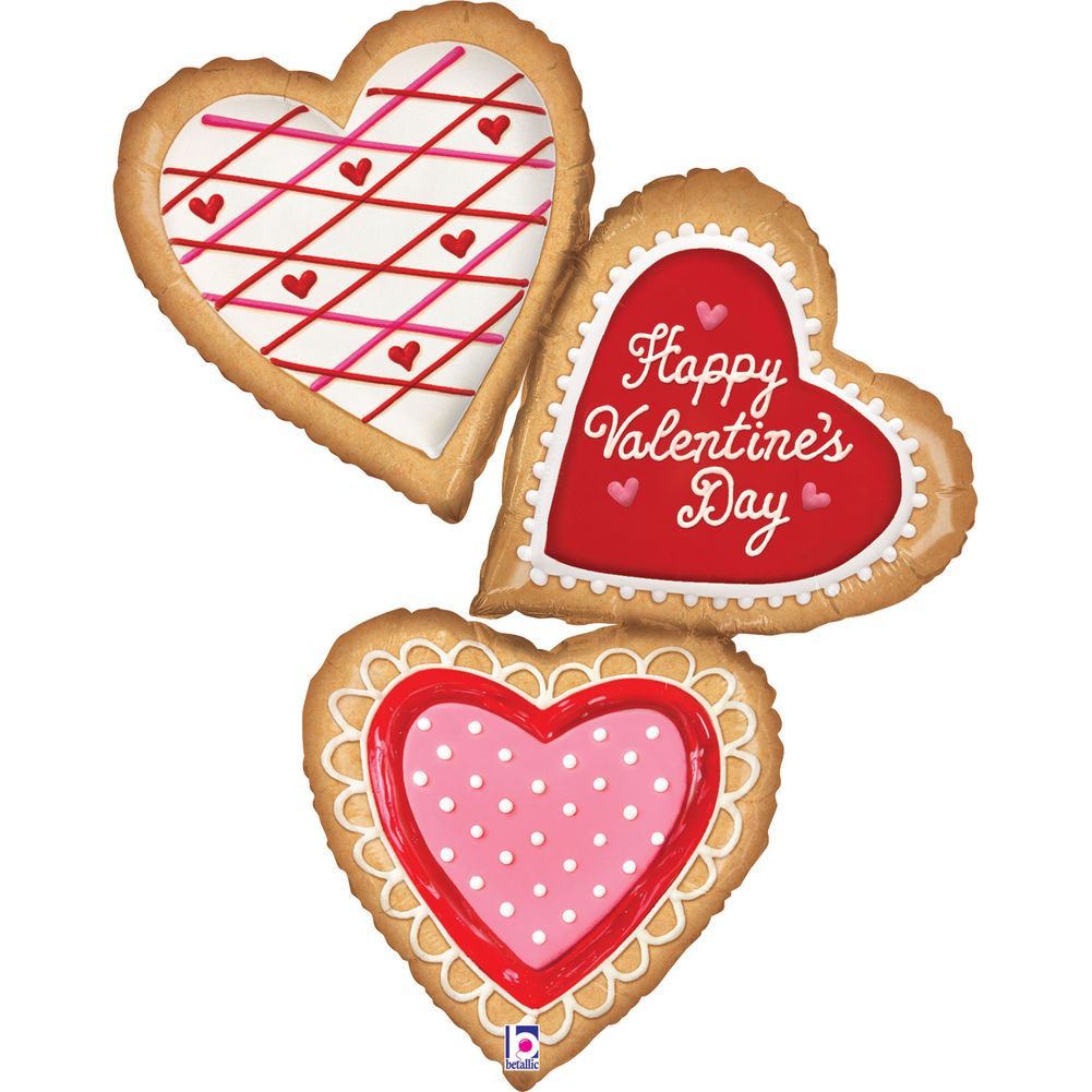 44" Valentine Cookies Shape Foil Balloon (1ct)