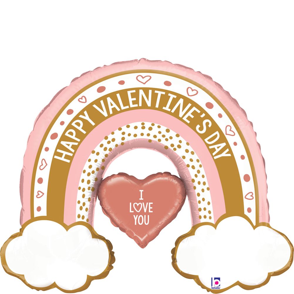 40" Rose Gold Valentine Rainbow Shape Foil Balloon (1ct)