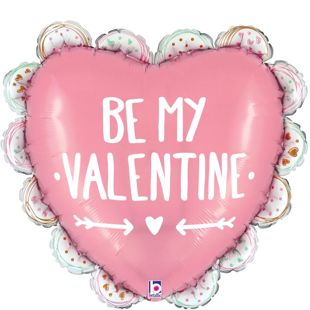 29" Valentine Doodle Ruffle Heart Shape Foil Balloon (1ct)