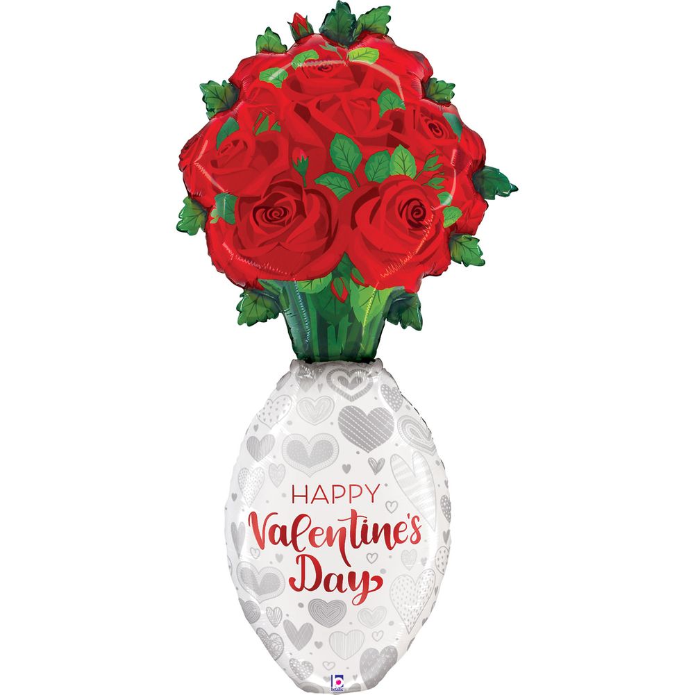 66" Special Delivery Satin Valentine Rose Vase Foil Balloon (1ct)