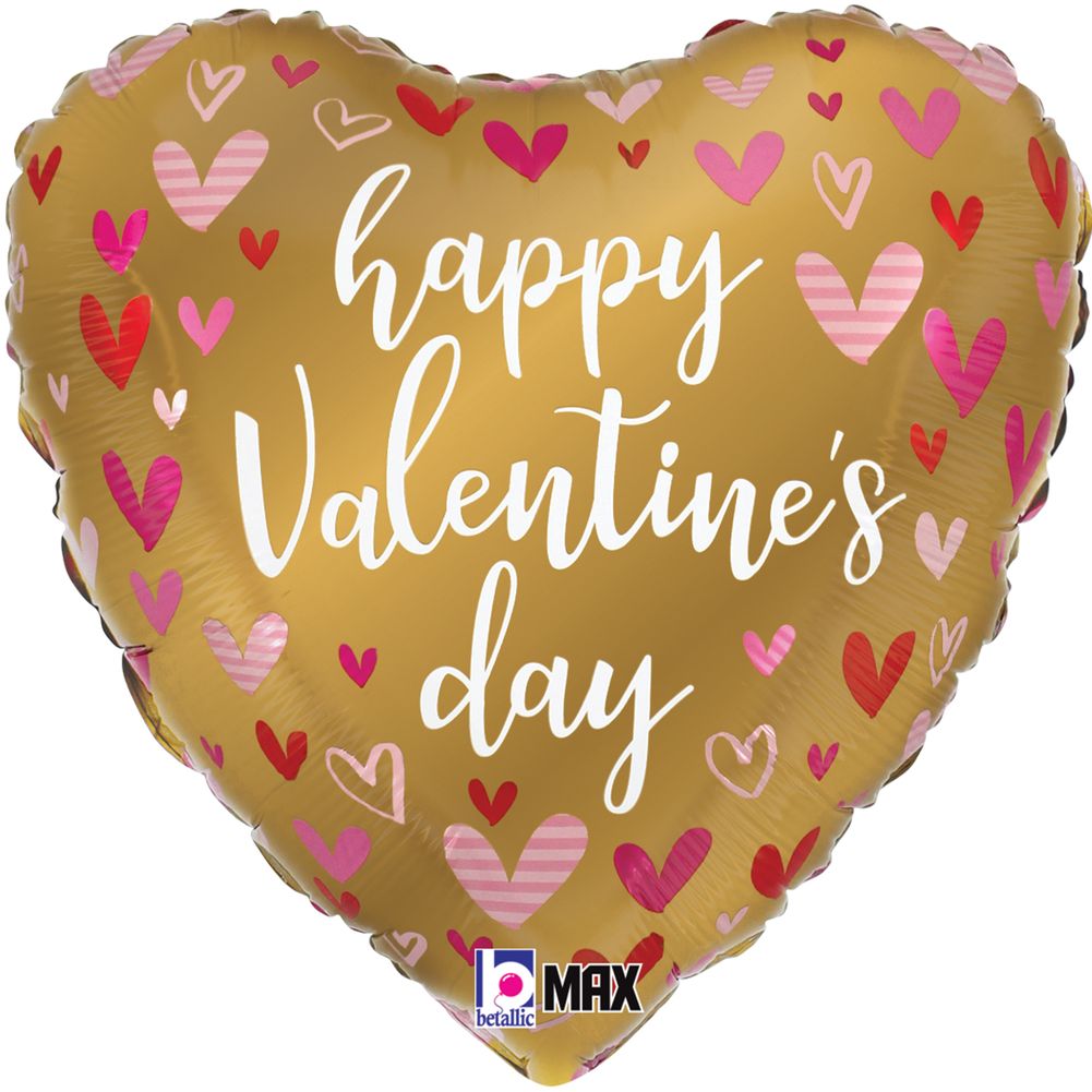 18" Gold Valentine Hearts Foil Balloon (1ct)