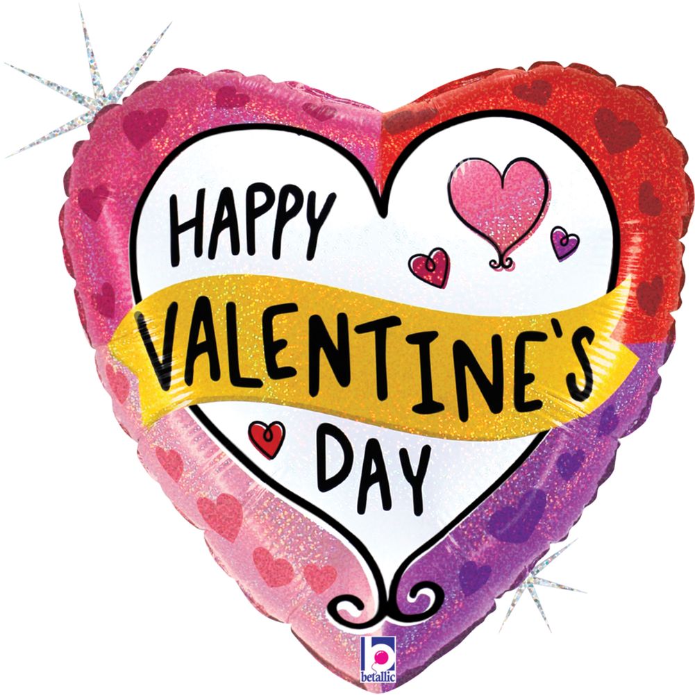 18" Valentine Glitter Holographic Color Block Heart Foil Balloon (1ct)