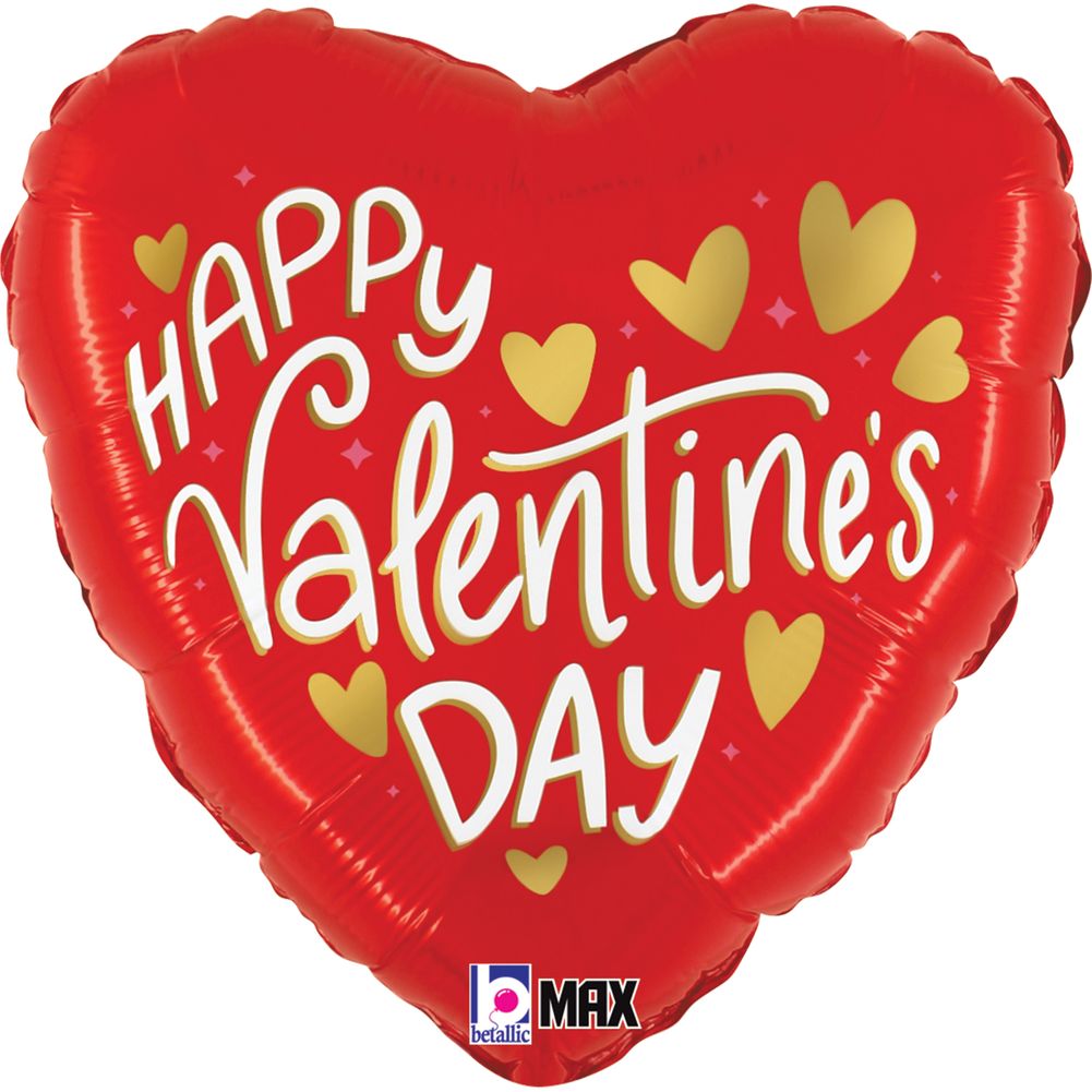 18" Valentine Gold Hearts Max Float Heart Foil Balloon (1ct)