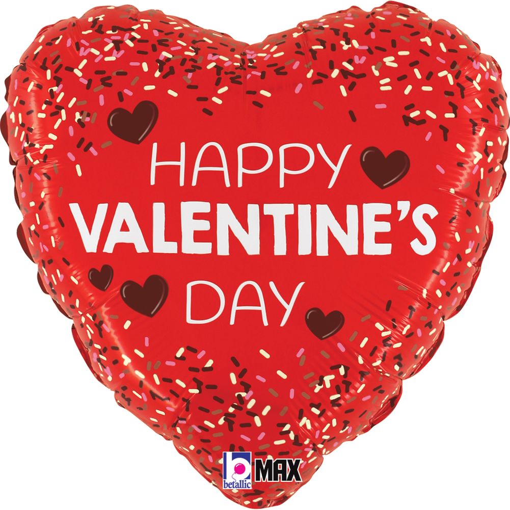 18" Valentine Sprinkles Max Float Heart Foil Balloon (1ct)