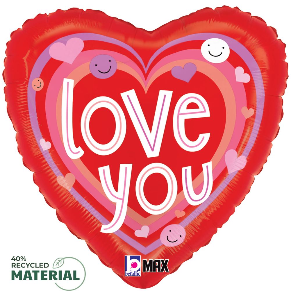 18" Smiley Love Hearts Max Float Foil Balloon (1ct)