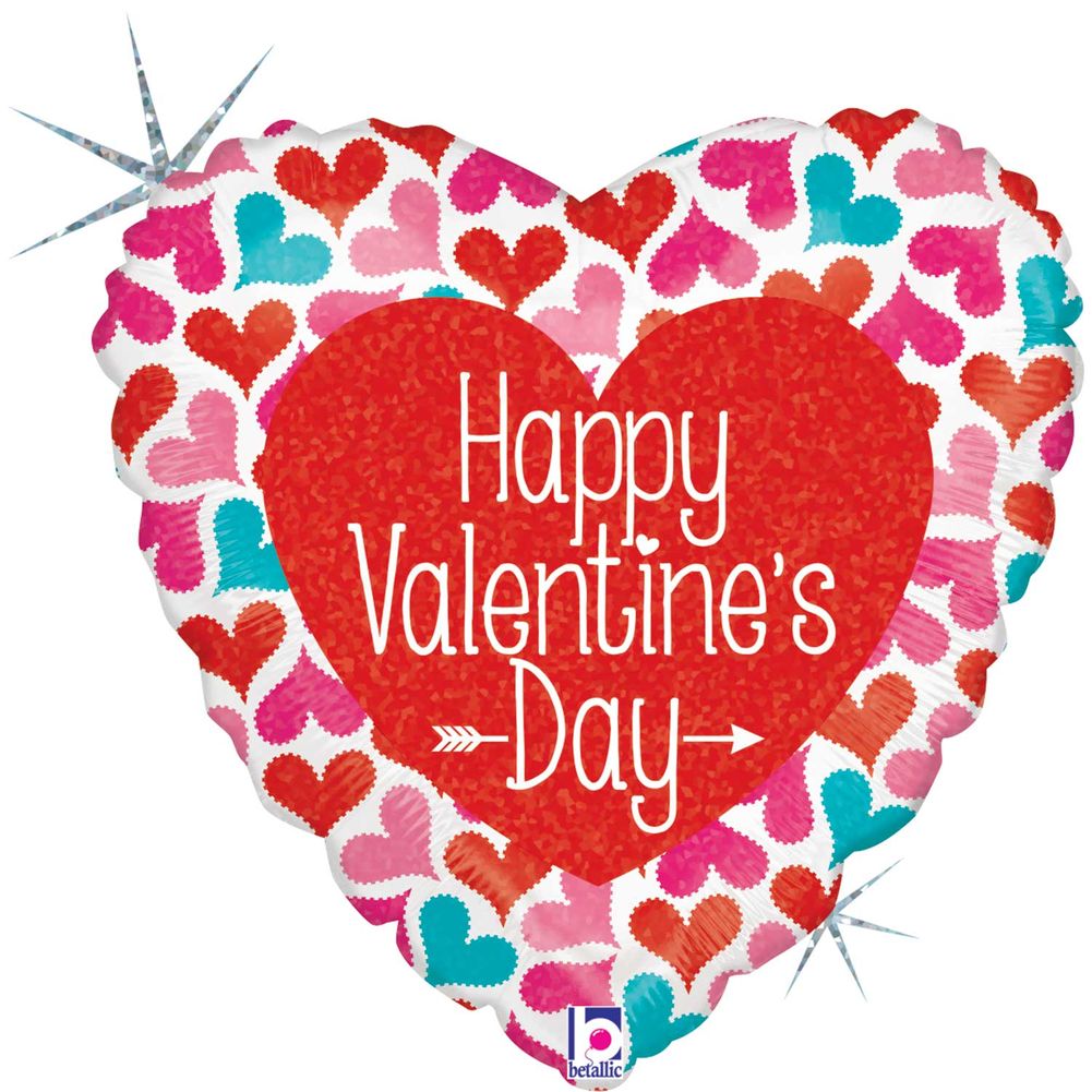 9" Cute Hearts Valentine Holographic Mini Foil Balloon (1ct)
