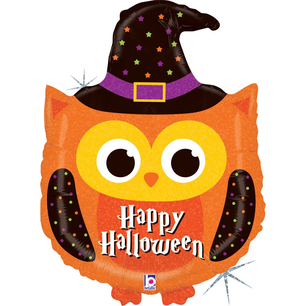 32" Halloween Owl Holographic Super Shape Foil Balloon