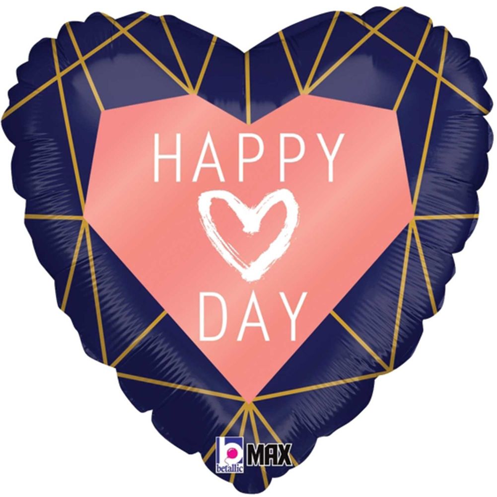 18" Geo Navy Heart Max Float Foil Balloon (1ct)