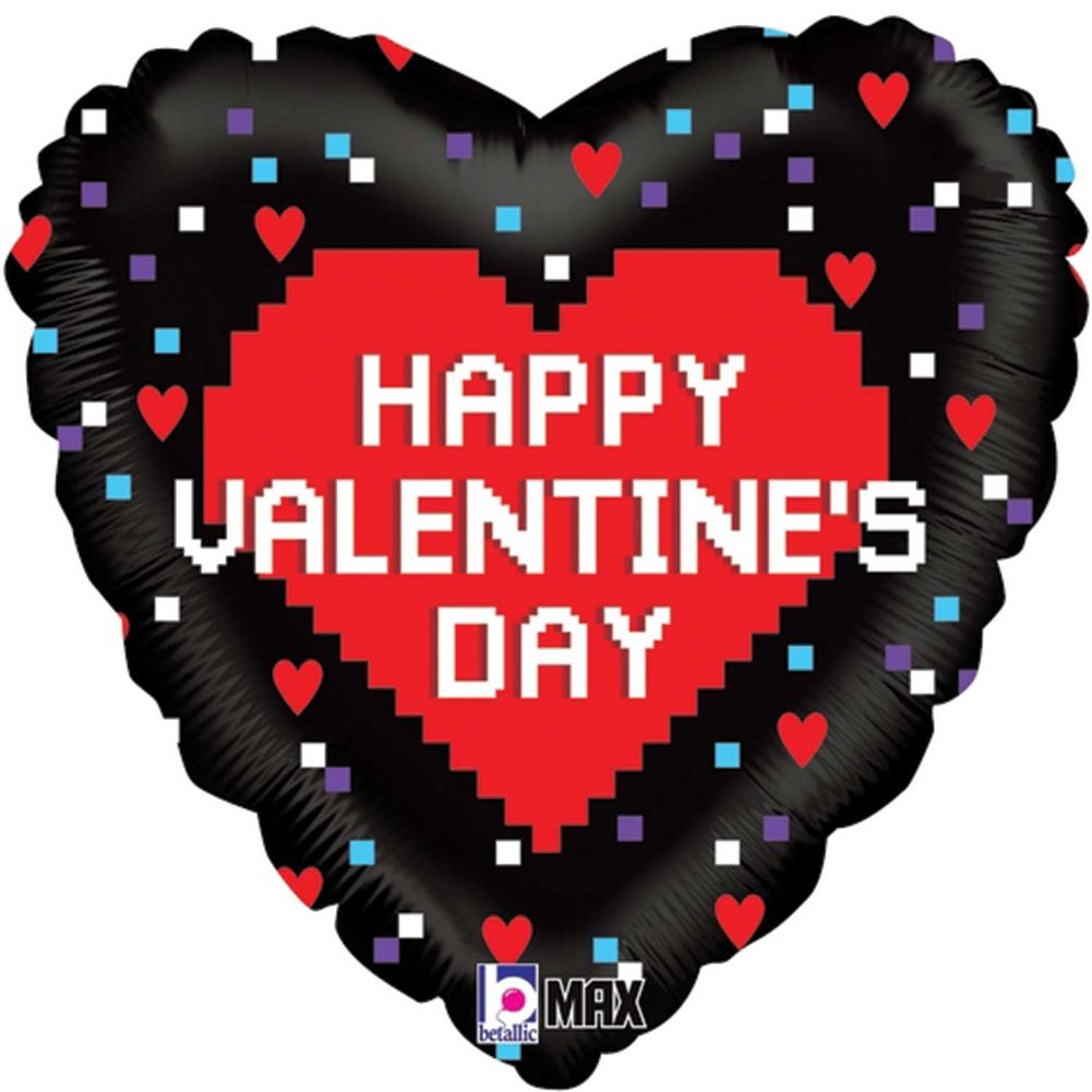 18" Pixel Valentine Max Float Heart Foil Balloon (1ct)
