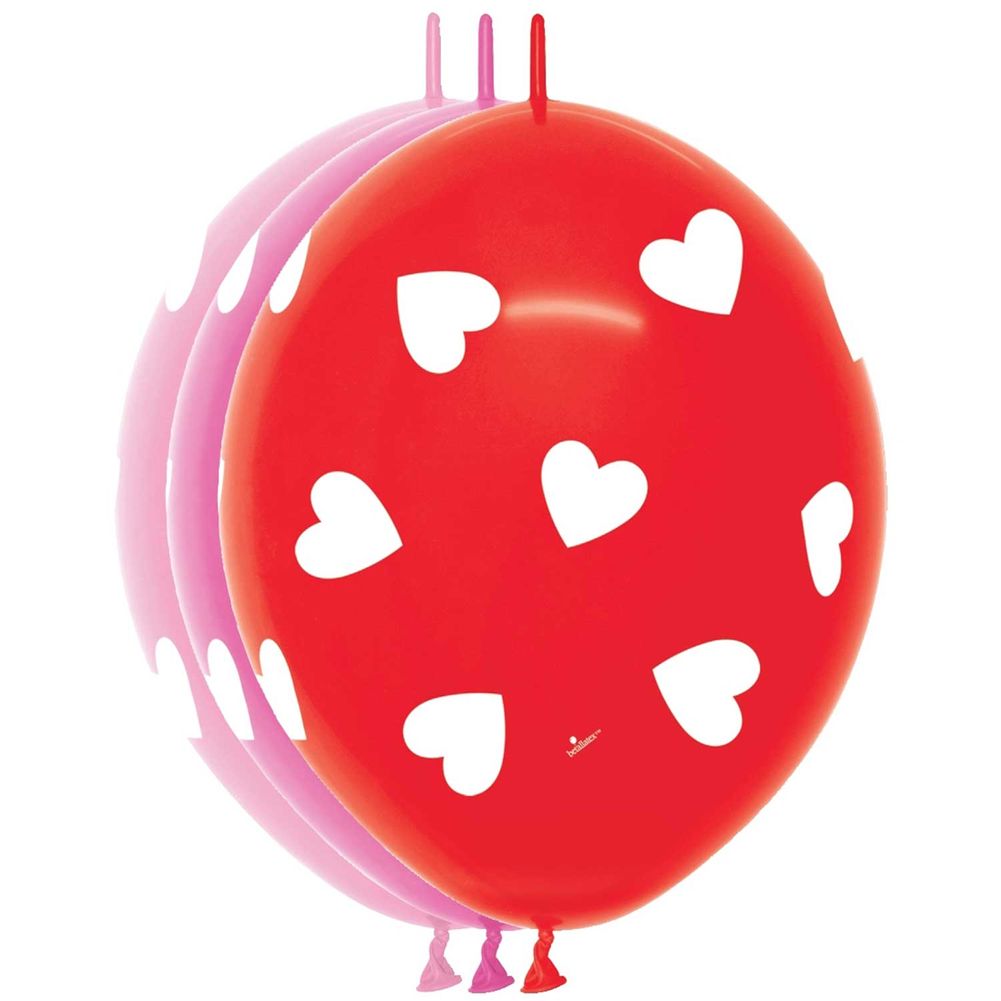 12" Classic Hearts Link-O-Loon Latex Balloons (50ct)