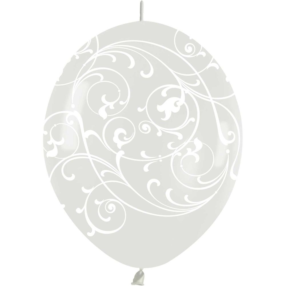 12" Filigree Crystal Clear Link-O-Loon Latex Balloons (50ct)