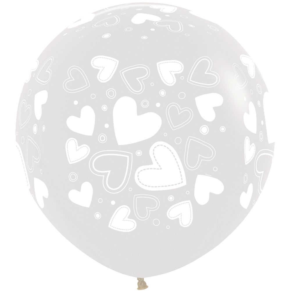 24" Assorted Hearts Crystal Clear All Over Foil Balloon (1ct)