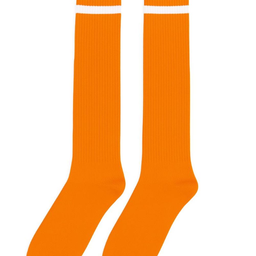 Orange Knee High Striped Socks