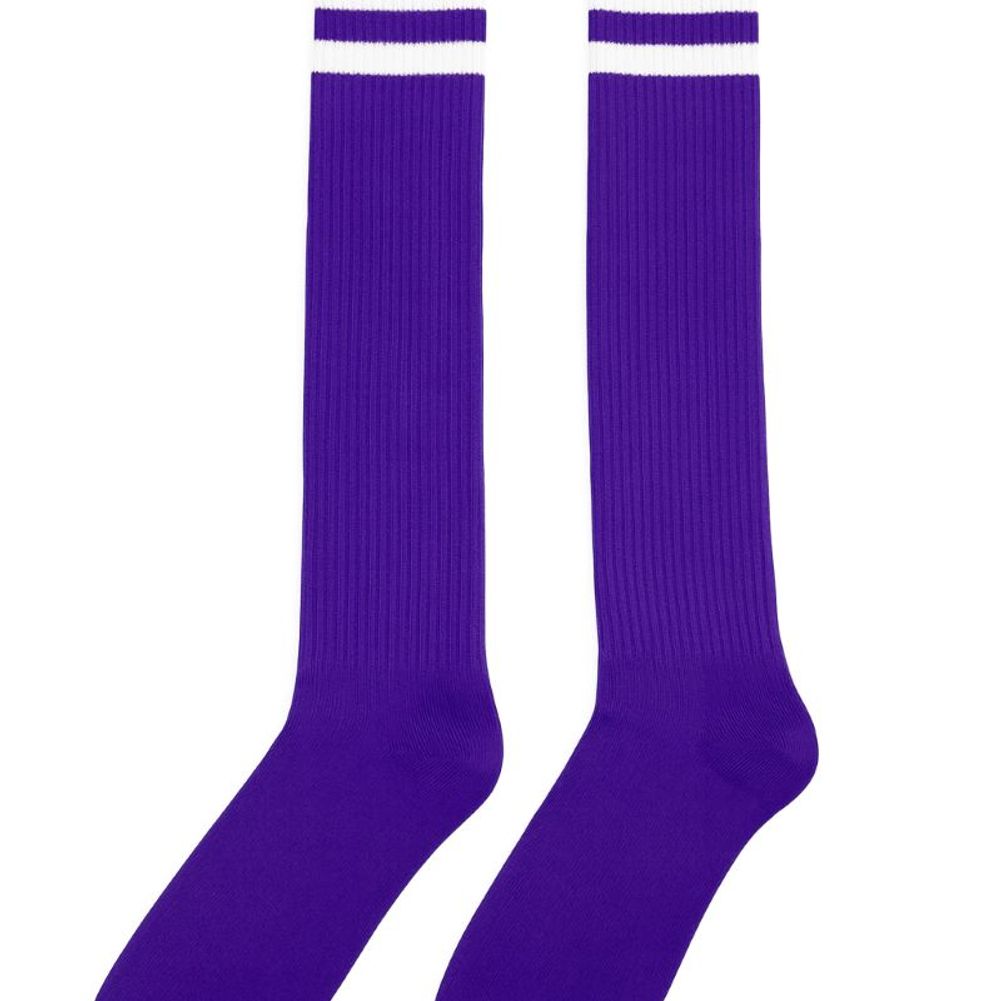 Purple Knee High Striped Socks