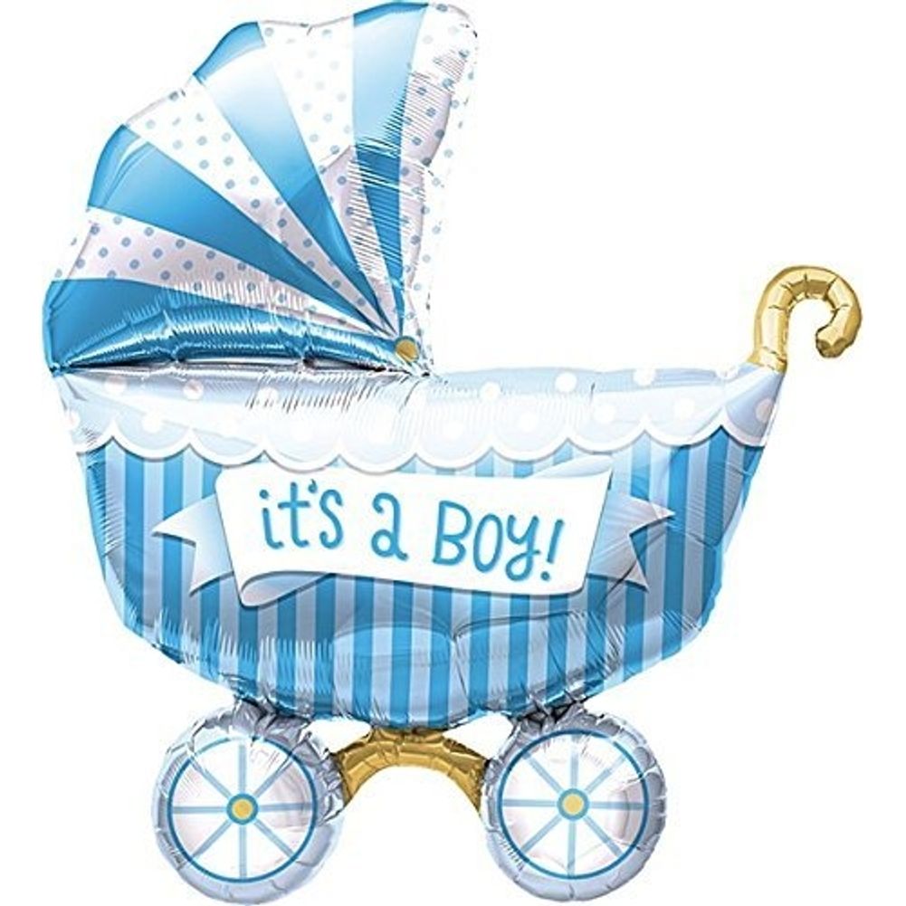 14" Air-Filled Balloon - Baby Carriage It's a Boy