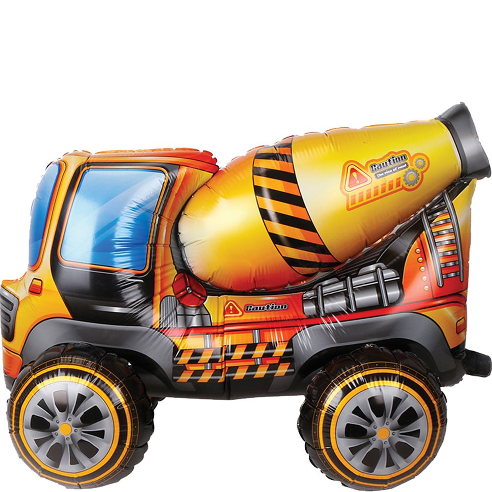 Cement Truck 4D Button Air Inflate Foil Balloon (1ct)