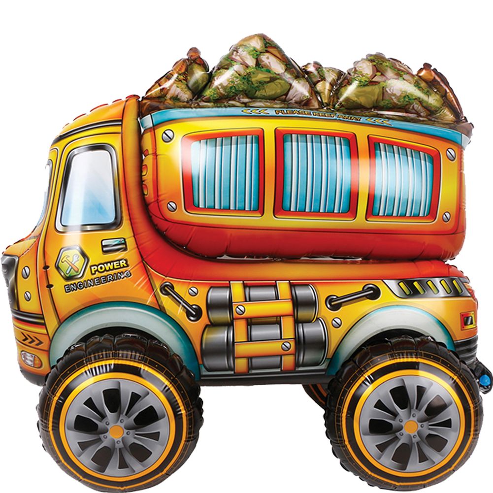 Dump Truck 4D Button Air Inflate Foil Balloon (1ct)