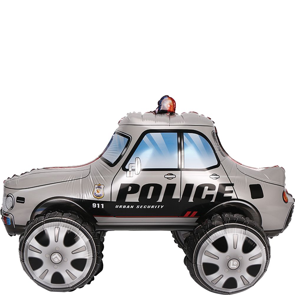 Police Car 4D Button Air Inflate Foil Balloon (1ct)