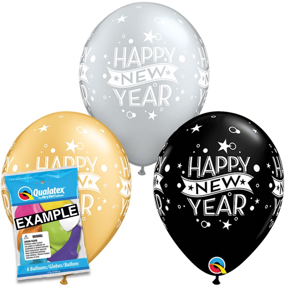 11" New Year Confetti and Dots Latex Balloons (6ct)