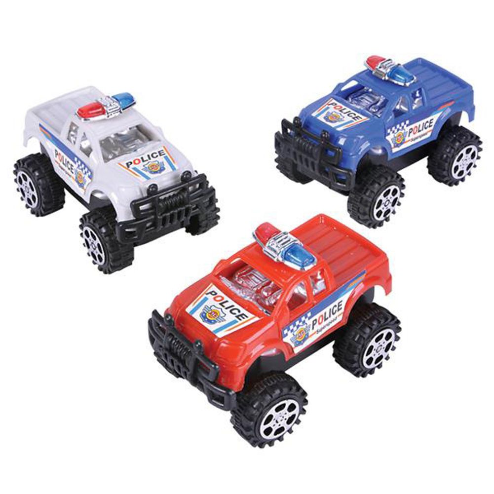 3" Plastic Big Wheel Police Pick Up Truck (12ct)